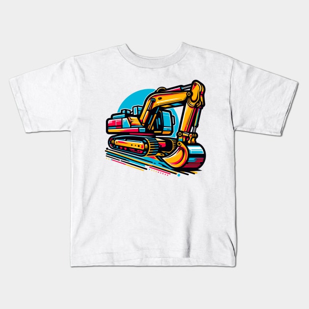 Excavator Kids T-Shirt by Vehicles-Art